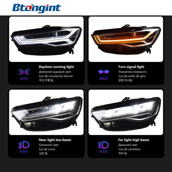 Headlight Assembly For Audi A6 C7 2012‑2018 Retrofit Flowing LED Projector Headlamp, Sequential Turn‑Signal