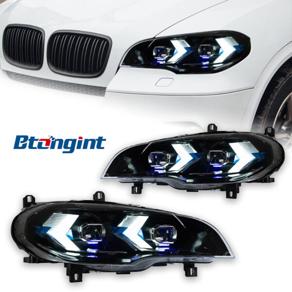 Suitable for 07‑13 BMW X5 E70 Headlight Assembly, Modified LED Lens Headlights with DRL & Turn Signals