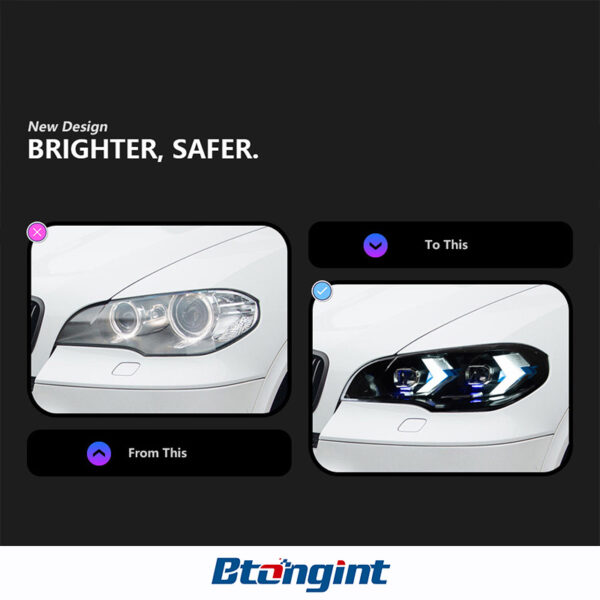 Suitable for 07‑13 BMW X5 E70 Headlight Assembly, Modified LED Lens Headlights with DRL & Turn Signals