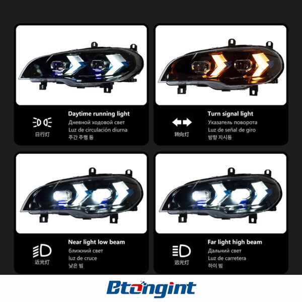 Suitable for 07‑13 BMW X5 E70 Headlight Assembly, Modified LED Lens Headlights with DRL & Turn Signals