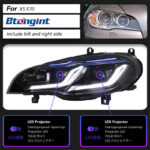 Suitable for 07‑13 BMW X5 E70 Headlight Assembly, Modified LED Lens with Dual‑L DRL & Turn Signal Lights