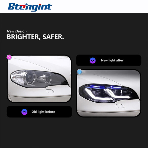 Suitable for 07‑13 BMW X5 E70 Headlight Assembly, Modified LED Lens with Dual‑L DRL & Turn Signal Lights