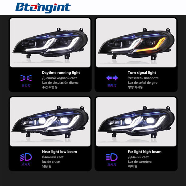 Suitable for 07‑13 BMW X5 E70 Headlight Assembly, Modified LED Lens with Dual‑L DRL & Turn Signal Lights