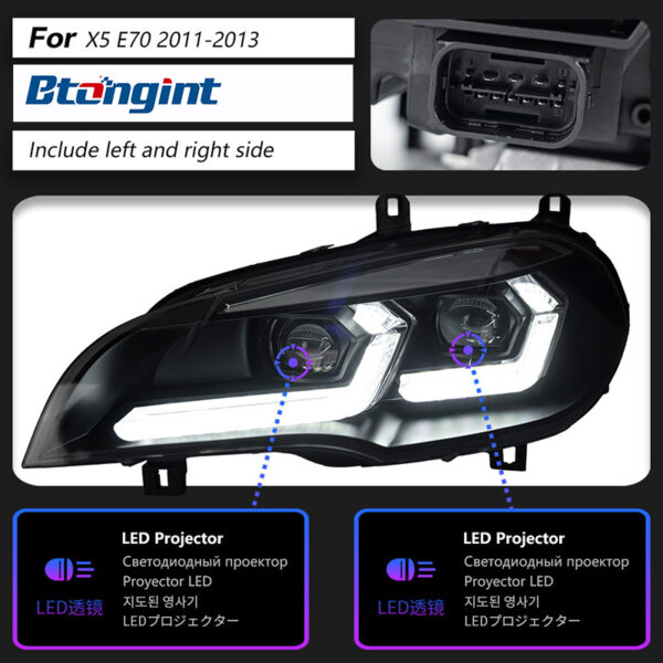 Suitable for 07‑13 BMW X5 E70 Headlight Assembly, Modified New‑Style LED Lens DRL with Sequential Turn SignalAliExpress