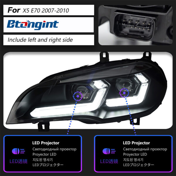 Suitable for 07‑13 BMW X5 E70 Headlight Assembly, Modified New‑Style LED Lens DRL with Sequential Turn SignalAliExpress