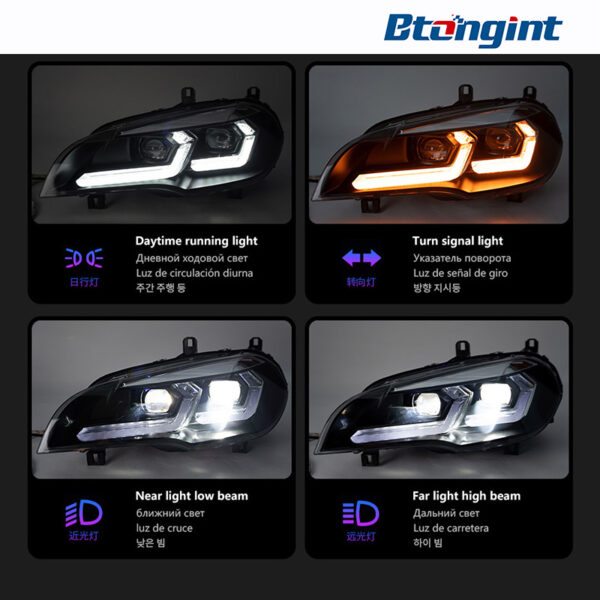 Suitable for 07‑13 BMW X5 E70 Headlight Assembly, Modified New‑Style LED Lens DRL with Sequential Turn SignalAliExpress