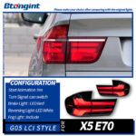 Fits 07‑13 BMW X5 E70 Tail Light Assembly, Modified LED Taillight with Sequential Turn Signal & Brake Light
