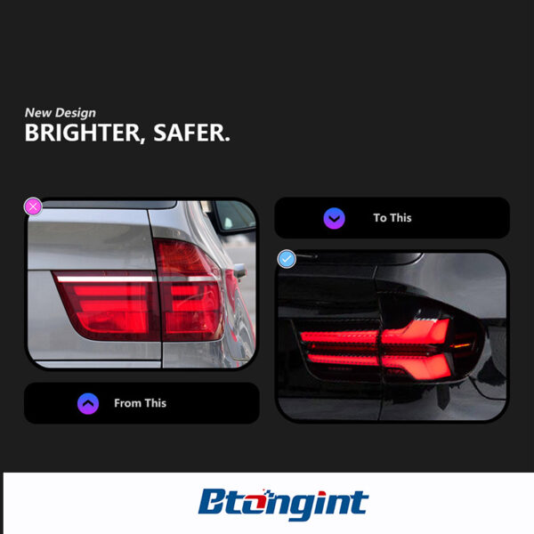 Fits 07‑13 BMW X5 E70 Tail Light Assembly, Modified LED Taillight with Sequential Turn Signal & Brake Light