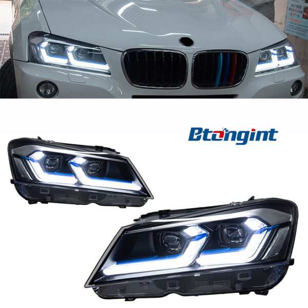 Fits 10‑13 BMW X3 F25 Headlight Assembly, Modified LED Bi‑Xenon Projector Headlamp with DRL & Turn Signal