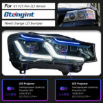 Fits 10‑17 BMW X3 F25 Headlight Assembly, Modified LED Projector Headlamp with DRL & Sequential Turn Signal