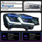 Fits 10‑17 BMW X3 F25 Headlight Assembly, Modified LED Projector Headlamp with DRL & Sequential Turn Signal