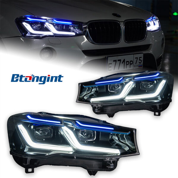 Fits 10‑17 BMW X3 F25 Headlight Assembly, Modified LED Projector Headlamp with DRL & Sequential Turn Signal