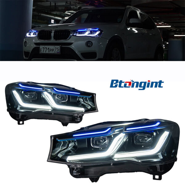 Fits 10‑17 BMW X3 F25 Headlight Assembly, Modified LED Projector Headlamp with DRL & Sequential Turn Signal