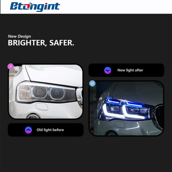 Fits 10‑17 BMW X3 F25 Headlight Assembly, Modified LED Projector Headlamp with DRL & Sequential Turn Signal
