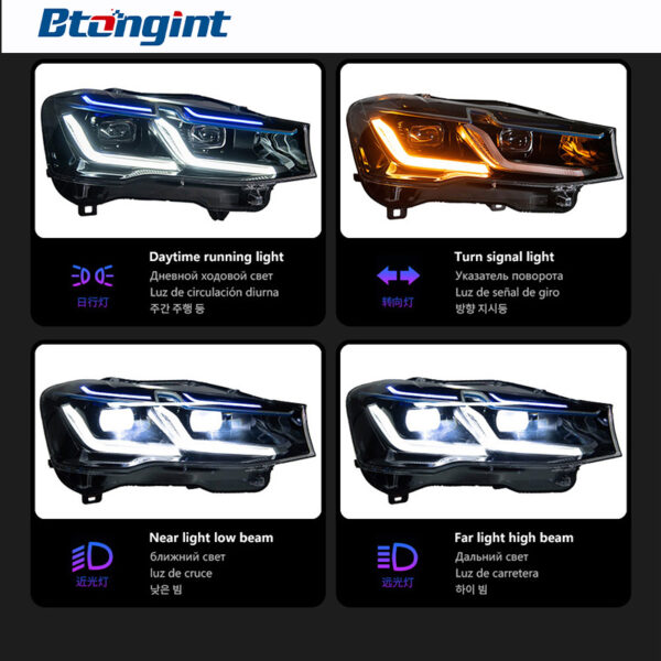 Fits 10‑17 BMW X3 F25 Headlight Assembly, Modified LED Projector Headlamp with DRL & Sequential Turn Signal