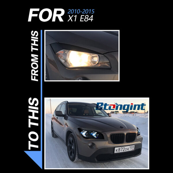 Fits 11‑15 BMW X1 E84 Headlight Assembly, Modified LED Projector Headlamp with Arrow‑Style Turn Signal & DRL