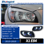 Fits 11‑15 BMW X1 E84 Headlight Assembly, Modified LED Projector Headlamp with Arrow‑Style Turn Signal & DRL