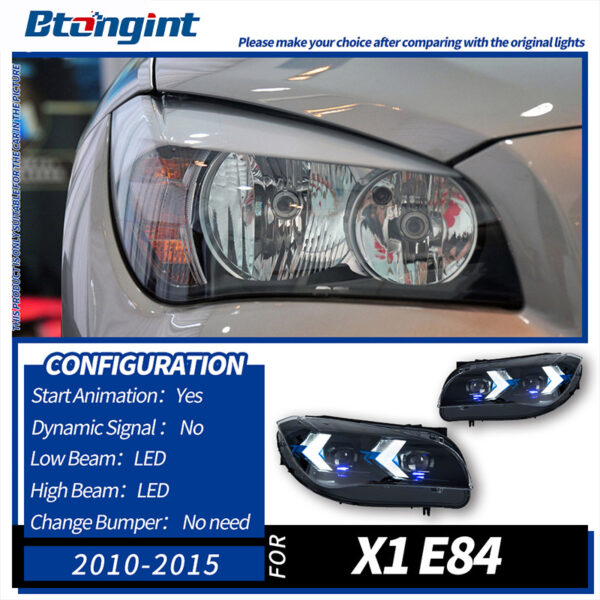 Fits 11‑15 BMW X1 E84 Headlight Assembly, Modified LED Projector Headlamp with Arrow‑Style Turn Signal & DRL