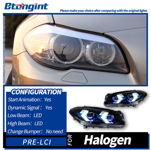 Fits 11‑17 BMW 5 Series F10 Headlight Assembly, Modified Arrow‑Style LED Projector Headlamp with Sequential Turn Signal