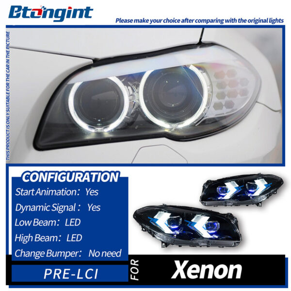 Fits 11‑17 BMW 5 Series F10 Headlight Assembly, Modified Arrow‑Style LED Projector Headlamp with Sequential Turn Signal