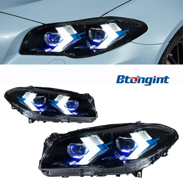 Fits 11‑17 BMW 5 Series F10 Headlight Assembly, Modified Arrow‑Style LED Projector Headlamp with Sequential Turn Signal