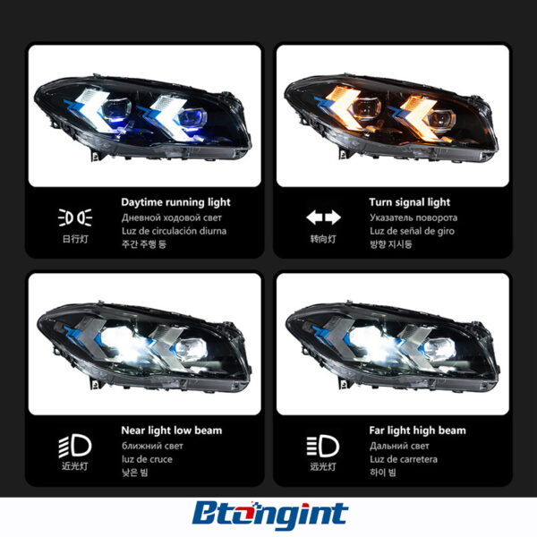 Fits 11‑17 BMW 5 Series F10 Headlight Assembly, Modified Arrow‑Style LED Projector Headlamp with Sequential Turn Signal