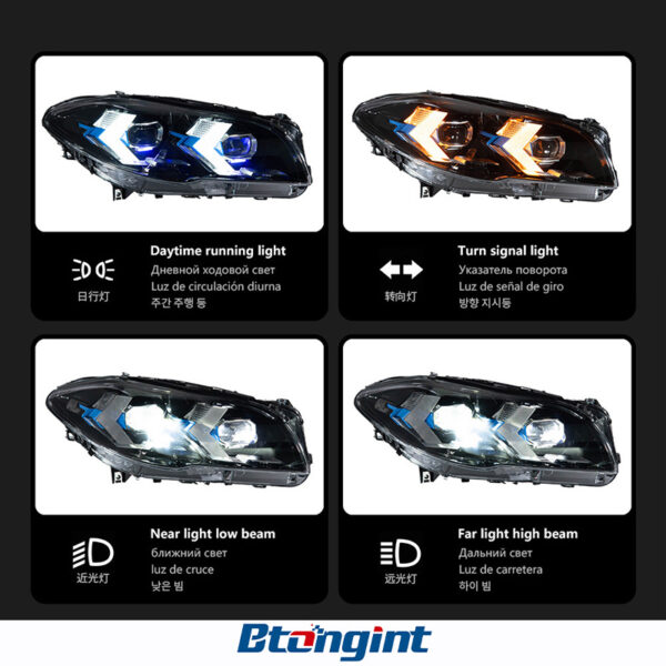 Fits 11‑17 BMW 5‑Series F10 Headlight Assembly, New Arrow‑Style LED Projector Headlamp With Turn Signal