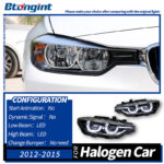 Spoon Style LED Headlight Assembly for 2012-2015 BMW 3 Series F30, Projector Lens, Sequential Turn Signal.