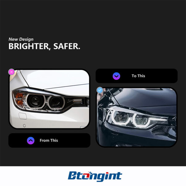 Spoon Style LED Headlight Assembly for 2012-2015 BMW 3 Series F30, Projector Lens, Sequential Turn Signal.