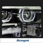Spoon Style LED Headlight Assembly for 2012-2015 BMW 3 Series F30, Projector Lens, Sequential Turn Signal.