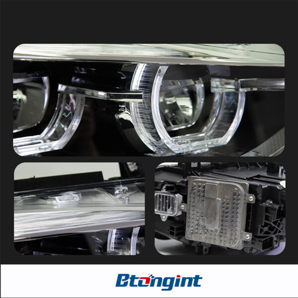 Spoon Style LED Headlight Assembly for 2012-2015 BMW 3 Series F30, Projector Lens, Sequential Turn Signal.