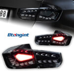 White Dragon Scale LED Tail Lights for 2012-2018 BMW 3 Series F30/F35, Sequential Turn Signal.
