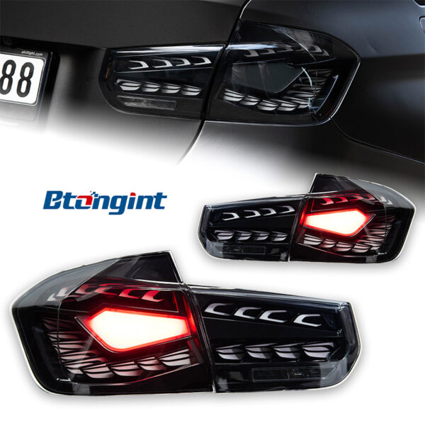 White Dragon Scale LED Tail Lights for 2012-2018 BMW 3 Series F30/F35, Sequential Turn Signal.