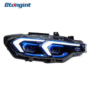Double Hook LED Headlight Assembly for 2012-2019 BMW 3 Series F30, Bi-Color DRL, Projector Lens.