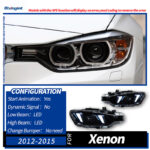 Fang Style LED Headlight Assembly For 2012-2019 BMW 3 Series F30, Bi-Color LED DRL, Built-in Bi-Xenon Projector Lens, Direct Replacement OEM Halogen Xenon Headlamp Retrofit