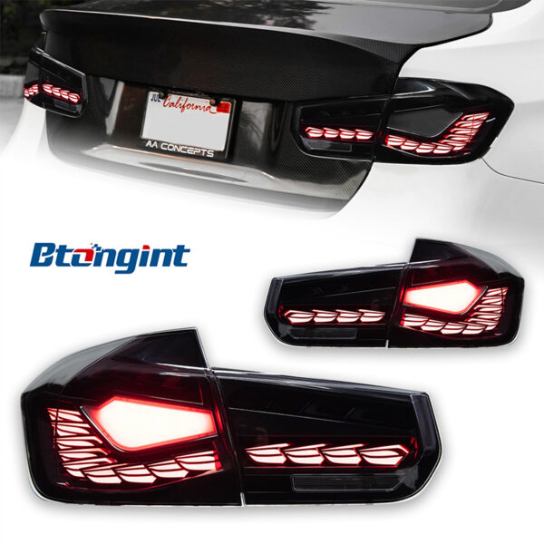 LED Double Dragon Scale Tail Lights Assembly for 2012-2018 BMW 3 Series F30 F35, Sequential Turn Signal