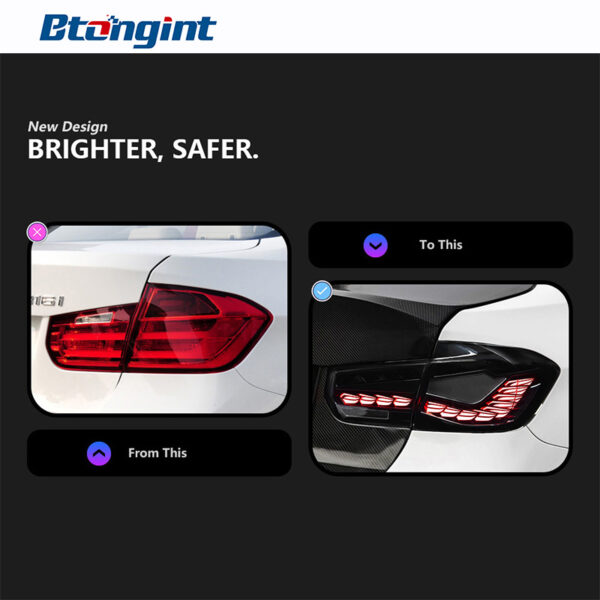 LED Double Dragon Scale Tail Lights Assembly for 2012-2018 BMW 3 Series F30 F35, Sequential Turn Signal