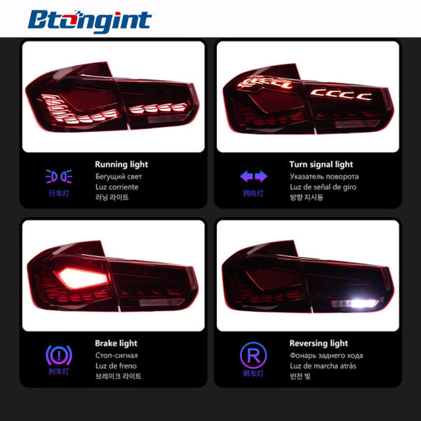 LED Double Dragon Scale Tail Lights Assembly for 2012-2018 BMW 3 Series F30 F35, Sequential Turn Signal