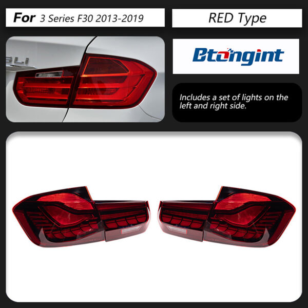 Dragon Scale LED Tail Light Assembly for 2013-2019 BMW 3 Series F30 F35, Sequential Turn Signal