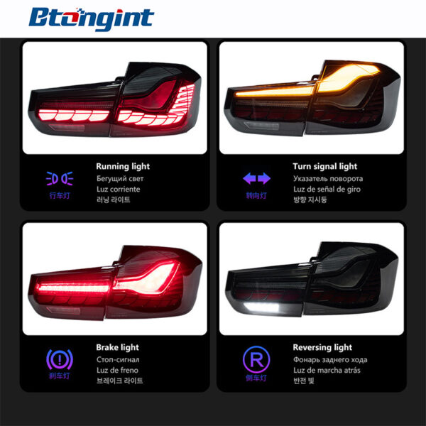 Dragon Scale LED Tail Light Assembly for 2013-2019 BMW 3 Series F30 F35, Sequential Turn Signal