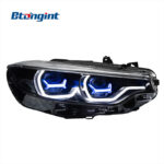 Spoon Style LED Headlight Assembly for 2013-2020 BMW 4 Series F32, Laser Style Projector Lens, Bi-Color Daytime Running Light, Direct OE Replacement