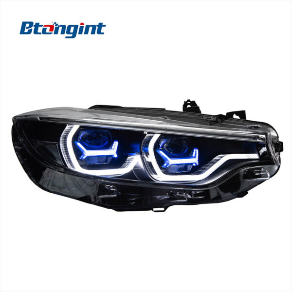 Spoon Style LED Headlight Assembly for 2013-2020 BMW 4 Series F32, Laser Style Projector Lens, Bi-Color Daytime Running Light, Direct OE Replacement