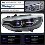 Spoon Style LED Headlight Assembly for 2013-2020 BMW 4 Series F32, LED Daytime Running Light, Sequential Turn Signal