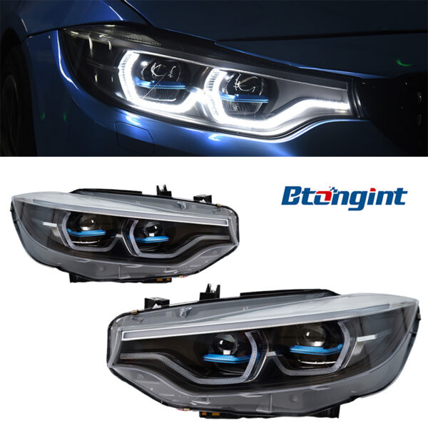 Spoon Style LED Headlight Assembly for 2013-2020 BMW 4 Series F32, LED Daytime Running Light, Sequential Turn Signal