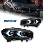 Arrow Style LED Headlight Assembly for 2014-2018 BMW X5 F15, Daytime Running Light, Turn Signal Lamp, Projector Lens