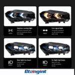 Arrow Style LED Headlight Assembly for 2014-2018 BMW X5 F15, Daytime Running Light, Turn Signal Lamp, Projector Lens