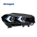 Arrow Style LED Headlight Assembly for 2014-2018 BMW X5 F15, Daytime Running Light, Turn Signal Lamp, Projector Lens