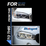 Projector Angel Eyes Headlight Assembly for 2014-2018 BMW X5 F15 High Version, Turn Signal Lamp.