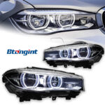 Projector Angel Eyes Headlight Assembly for 2014-2018 BMW X5 F15 High Version, Turn Signal Lamp.