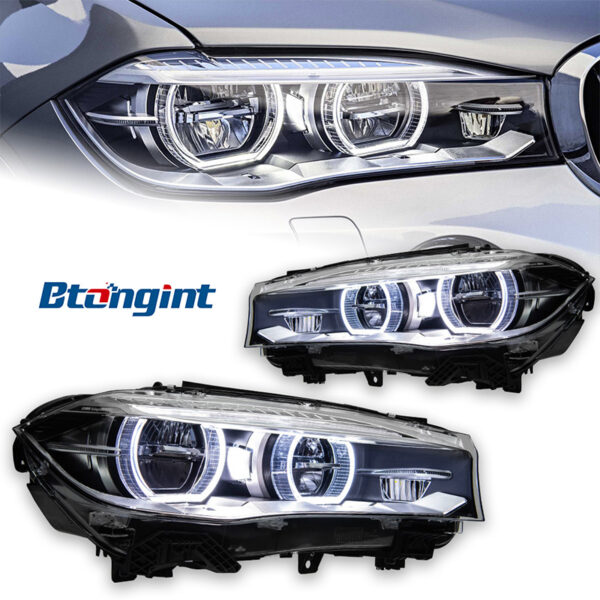 Projector Angel Eyes Headlight Assembly for 2014-2018 BMW X5 F15 High Version, Turn Signal Lamp.